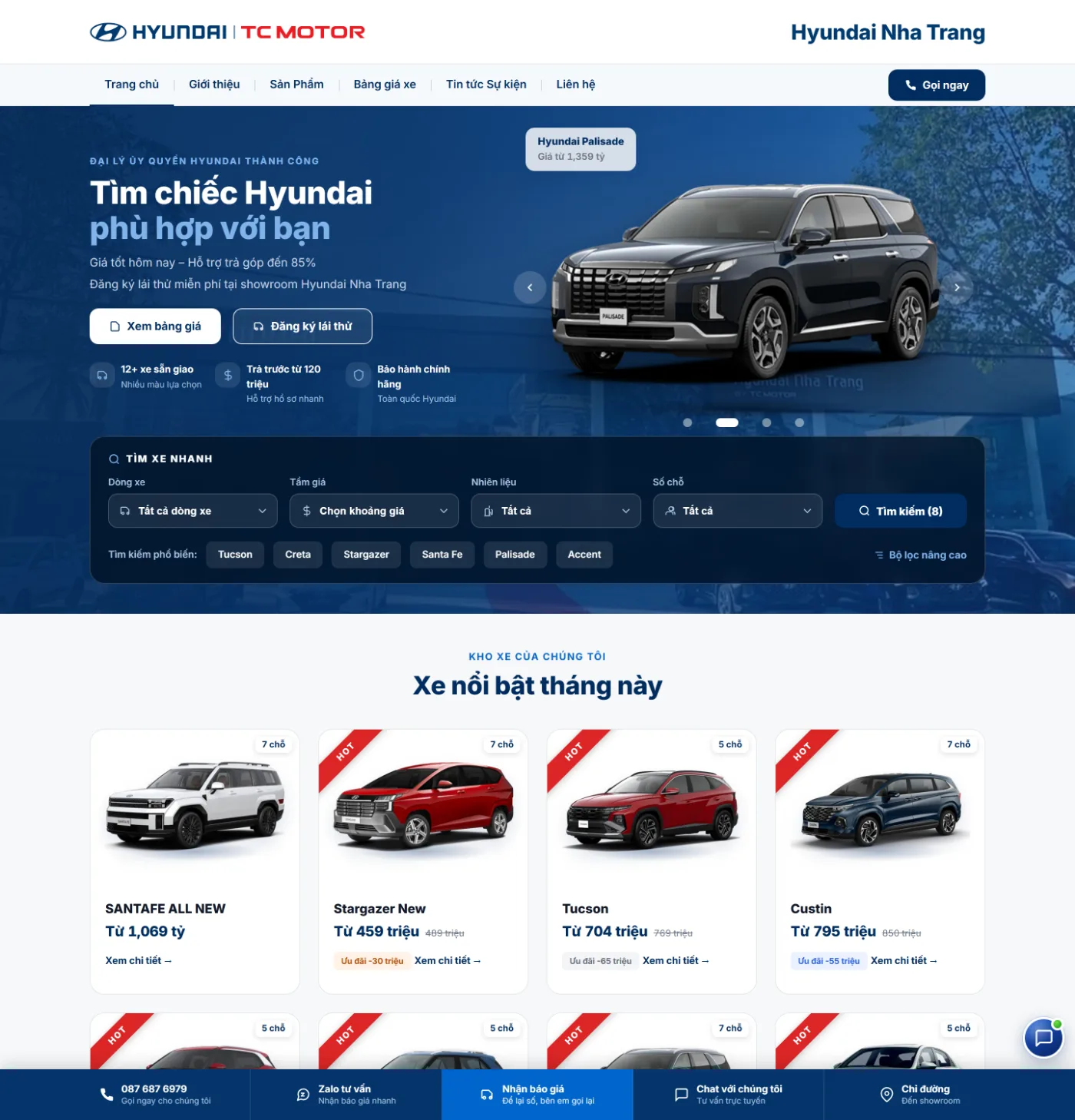 Trang chủ web mẫu, xem trên máy tính